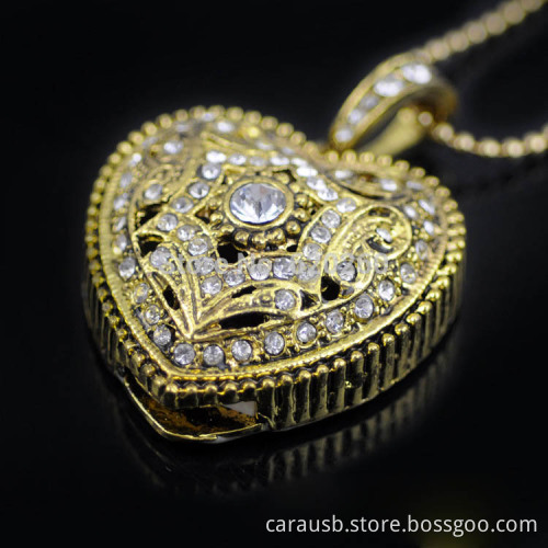 CaraUSB advertising creative jewelry wholesale peach heart necklace U disk pendant inlaid brick love heart-shaped usb drive